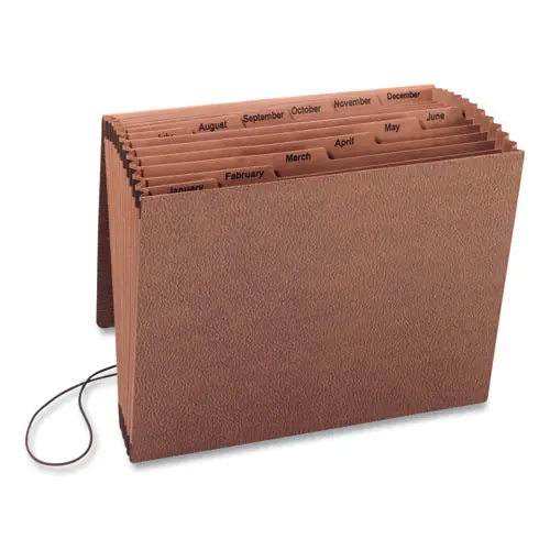 Smead TUFF Expanding Wallet, 12 Sections, Elastic Cord Closure, 1/6-Cut Tabs, Letter Size, Redrope