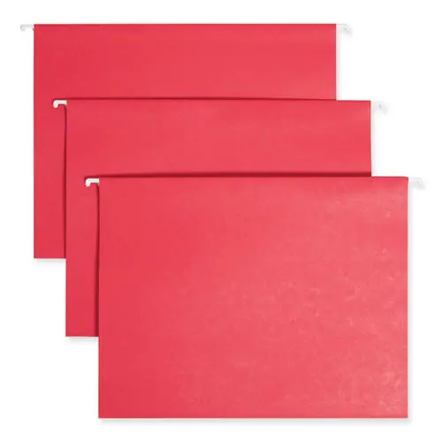 Smead TUFF Hanging Folders with Easy Slide Tab, Letter Size, 1/3-Cut Tabs, Red, 18/Box