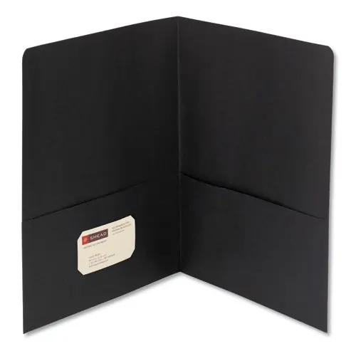 Smead Two-Pocket Folder, Textured Paper, 100-Sheet Capacity, 11 x 8.5, Black, 25/Box