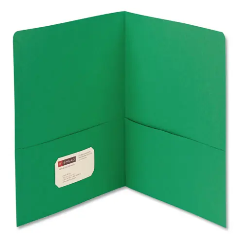 Smead Two-Pocket Folder, Textured Paper, 100-Sheet Capacity, 11 x 8.5, Green, 25/Box