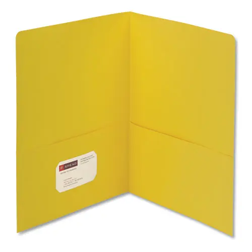 Smead Two-Pocket Folder, Textured Paper, 100-Sheet Capacity, 11 x 8.5, Yellow, 25/Box