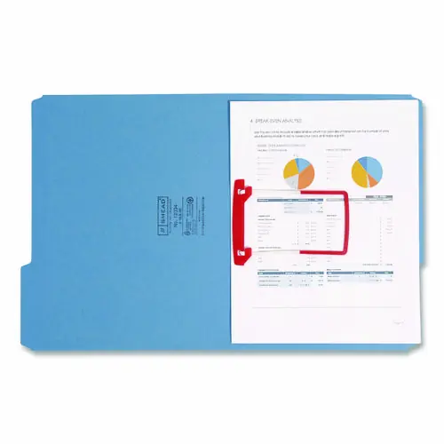 Smead U-Clip Bonded Fasteners, 2" Capacity, 2.75" Center to Center, Red/White, 100/Box