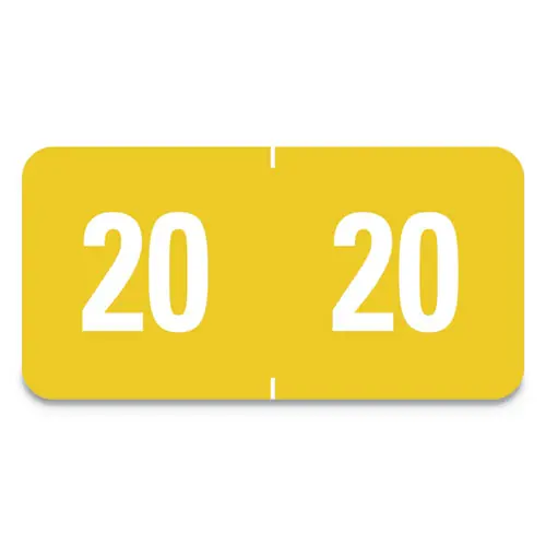 Smead Yearly End Tab File Folder Labels, 20, Yellow, 0.5 x 1, 25 Labels/Sheet, 10 Sheets/Pack