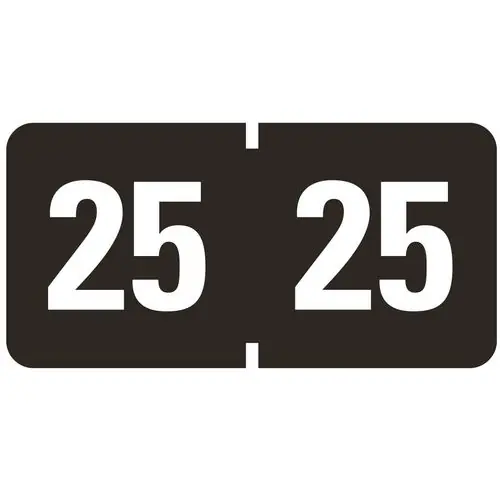 Smead Yearly End Tab File Folder Labels, Year 25, 0.75 x 1.5 Inches, Black, 500 Labels per Roll