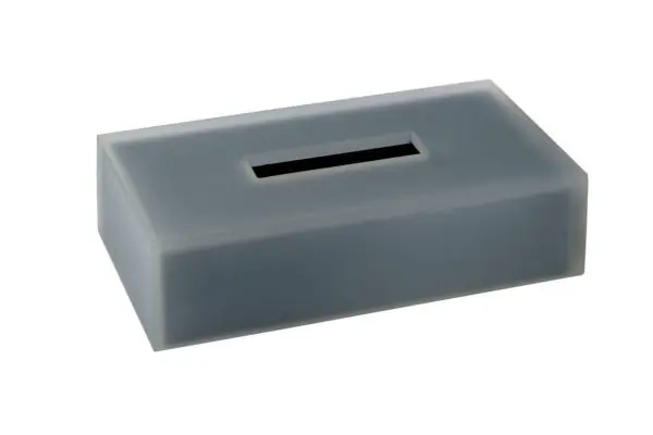 Smoke Resin Indented Boutique Tissue Box with Bottom – 3/CS