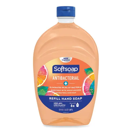 Softsoap® Antibacterial Liquid Hand Soap Refill, Fresh Scent, 50 oz, Orange, 6/Carton