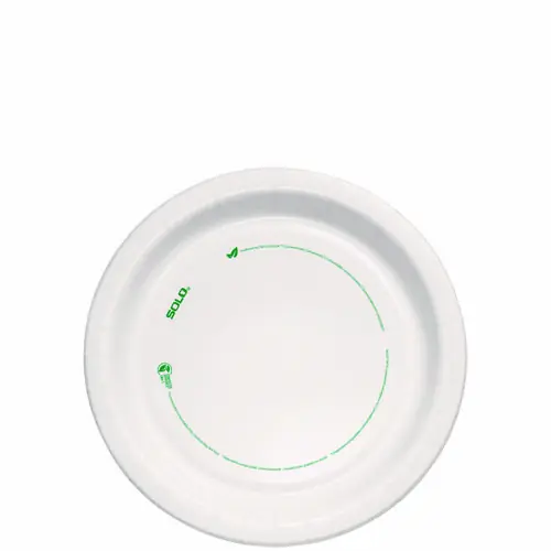 SOLO® Compostable Paper Dinnerware, ProPlanet Seal Plate, 8.5" Diameter, White, 125/Pack