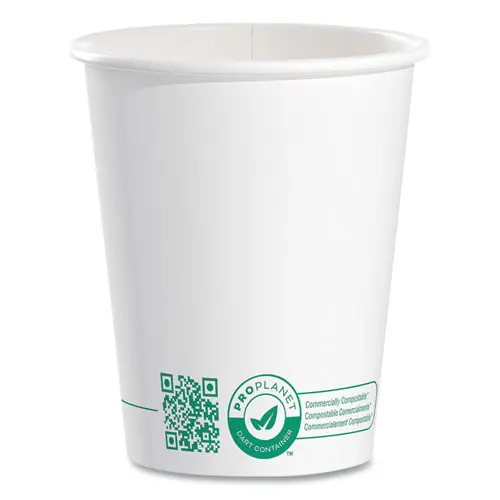 SOLO® Compostable Paper Hot Cups, 10 oz, White/Green, 1,000/Carton