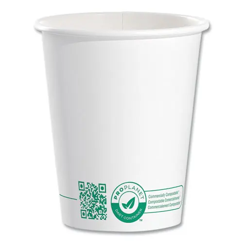 SOLO® Compostable Paper Hot Cups, 10 oz, White/Green, 50/Pack