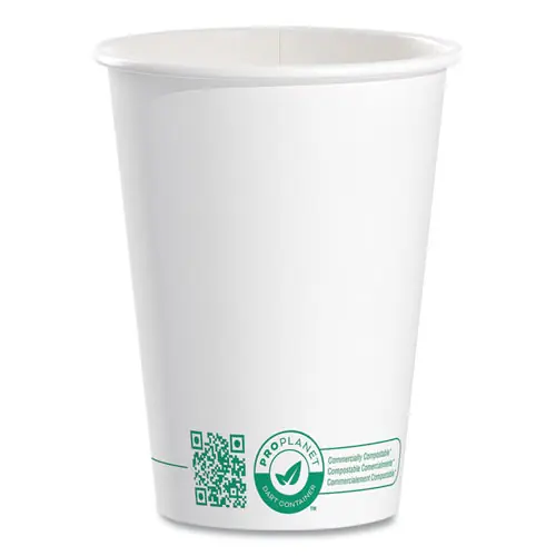 SOLO® Compostable Paper Hot Cups, 12 oz, White/Green, 50/Pack
