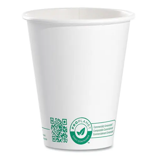 SOLO® Compostable Paper Hot Cups, 8 oz, White/Green, 1,000/Carton