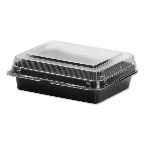 SOLO® Creative Carryouts Hinged Plastic Hot Deli Boxes, Medium Snack Box, Black/Clear, 200/Carton