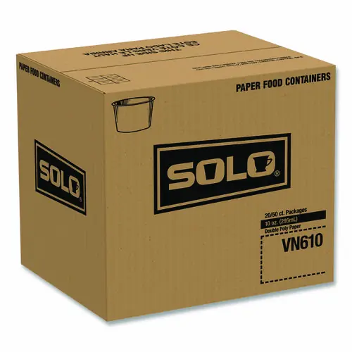 SOLO® Double Poly Paper Food Containers, 10 oz, White, 1,000/Carton (Non-Stock Item – Extended Delivery Time)