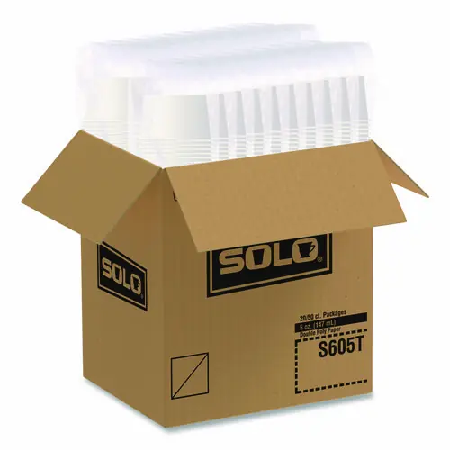 SOLO® Double Poly Paper Food Containers, 5 oz, White, Paper, 1,000/Carton (Non-Stock Item - Extended Delivery Time)
