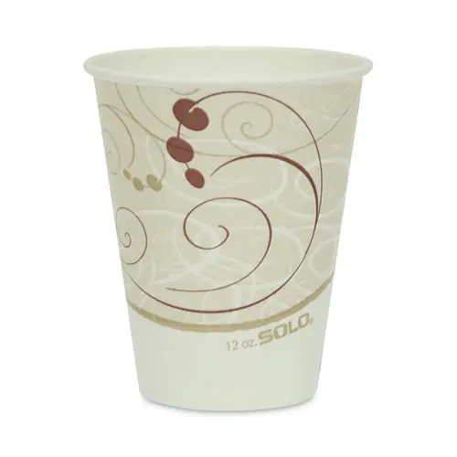 SOLO® Double Sided Poly (DSP) Paper Cold Cups, 12 oz, Symphony Design, 80/Sleeve, 25 Sleeves/Carton