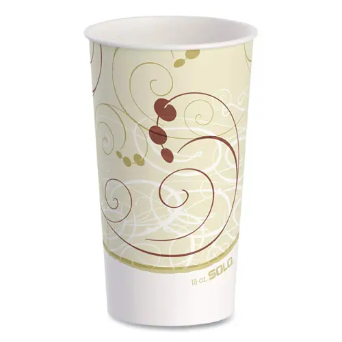 SOLO® Double Sided Poly (DSP) Paper Cold Cups, 16 oz, Beige/White/Red
