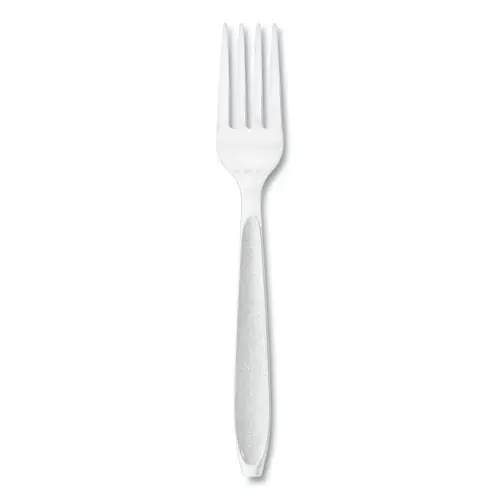 SOLO® Impress Heavyweight Full-Length Polystyrene Cutlery, Fork, Plastic, White