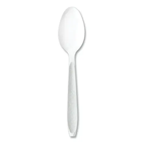 SOLO® Impress Heavyweight Full-Length Polystyrene Cutlery, Spoon, Plastic, White, 100/Box