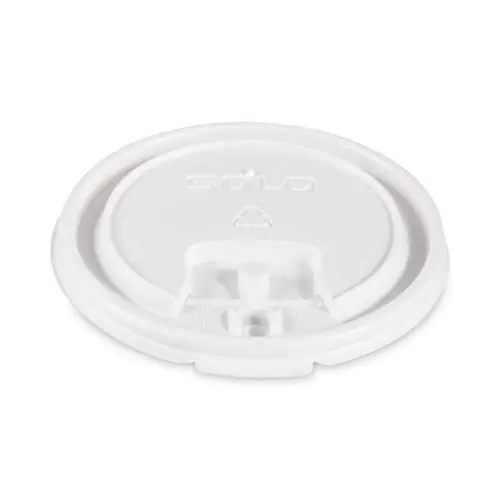 SOLO® Lift Back and Lock Tab Lids for Paper Cups, Fits 10 oz Hot Cups, Plastic, White, 100/Sleeve, 10 Sleeves/Carton