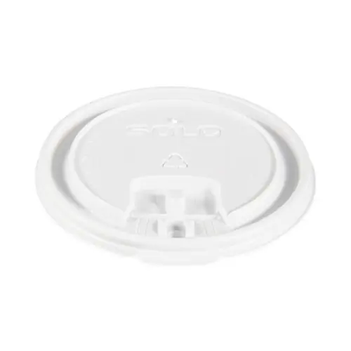 SOLO® Lift Back and Lock Tab Lids for Paper Cups, Fits 10 oz to 24 oz Hot Cups, Plastic, White