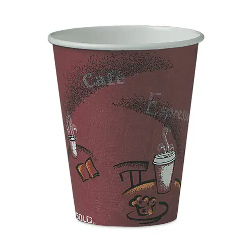 SOLO® Paper Hot Drink Cups in Bistro Design, 8 oz, Maroon, 50/Pack