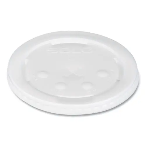 SOLO® Polystyrene Plastic Flat Straw-Slot Cold Cup Lids, Fits 28 oz Cold Cups, Translucent, 960/Carton