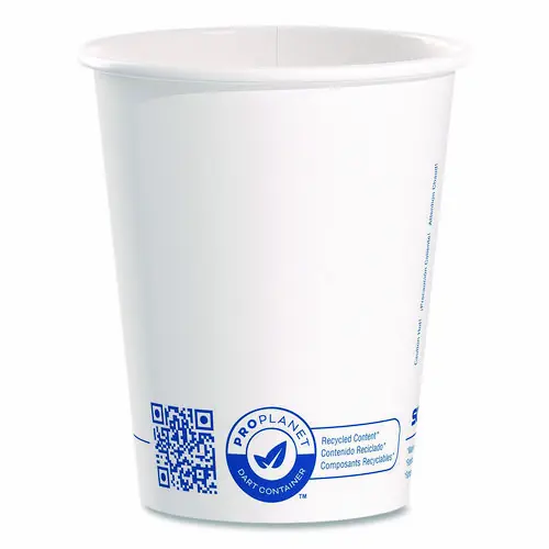 SOLO® Recycled Content PCF Paper Hot Cups, ProPlanet Seal, 10 oz, White, 50/Pack