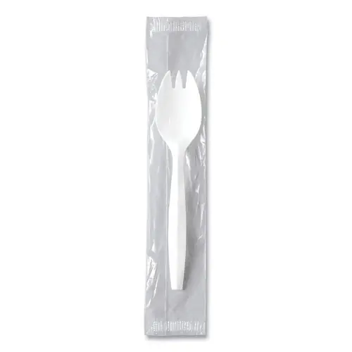 SOLO® Regal Mediumweight Cutlery, Individually Wrapped, Spork, Plastic, White, 1,000/Carton