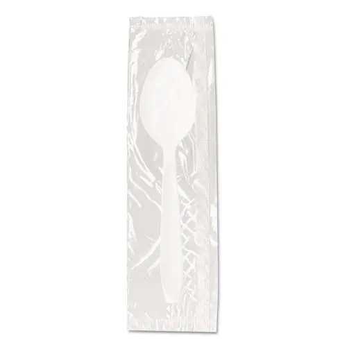 SOLO® Reliance Mediumweight Cutlery, Individually Wrapped Plastic Spoon, White, 1,000/Carton