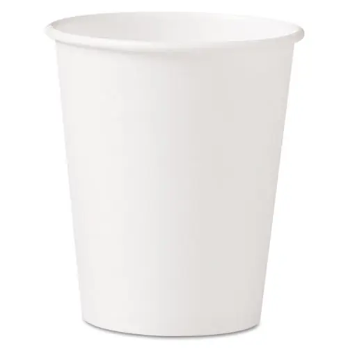 SOLO® Single-Sided Poly Paper Hot Cups, 10 oz, White, 50/Sleeve, 20 Sleeves/Carton