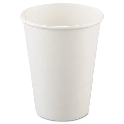 SOLO® Single-Sided Poly Paper Hot Cups, 12 oz, White, 50/Bag, 20 Bags/Carton