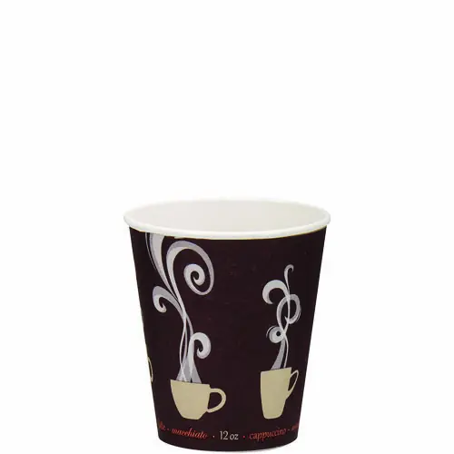 SOLO® Thermoguard Insulated Paper Hot Cups, 12 oz, Steam Print Design, 600/Carton