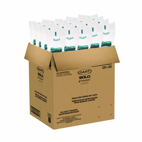 SOLO® Thermoguard Insulated Paper Hot Cups, 16 oz, White Sustainable Forest Design, 600/Carton