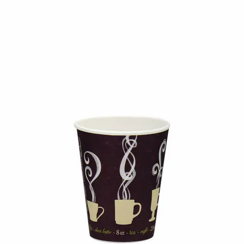 SOLO® Thermoguard Insulated Paper Hot Cups, 8 oz, Steam Print Design, 1,000/Carton