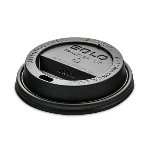 SOLO® Traveler Cappuccino Style Dome Lid, Fits 8 oz Hot Cups, Plastic, Black, 1,000/Carton