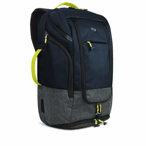 Solo Everyday Max Recycled Backpack, Navy Blue/Gray, Fits Devices up to 17.3"