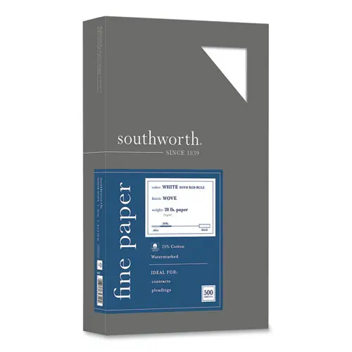 Southworth® 25% Cotton Business Paper, Ruled, White, 8.5 x 14, 500 Sheets