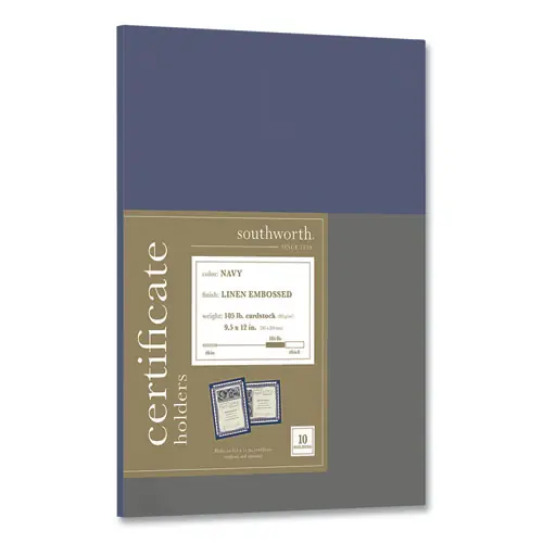 Southworth® Certificate Holder, Navy, 10/Pack