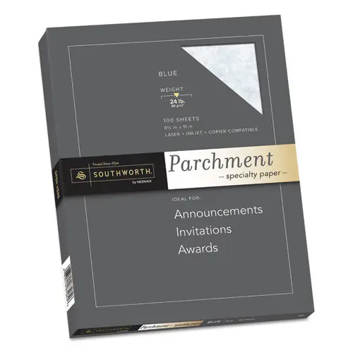 Southworth® Parchment Specialty Paper, Blue, 100 Sheets, 24 lb Bond, 8.5 x 11