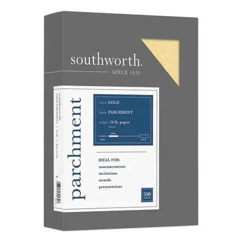 Southworth® Parchment Specialty Paper, 24 lb Bond, 8.5 x 11, Gold, 500 Sheets/Ream