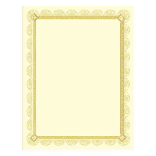 Southworth® Premium Certificates, Ivory/Gold with Spiro Gold Foil Border, 15/Pack