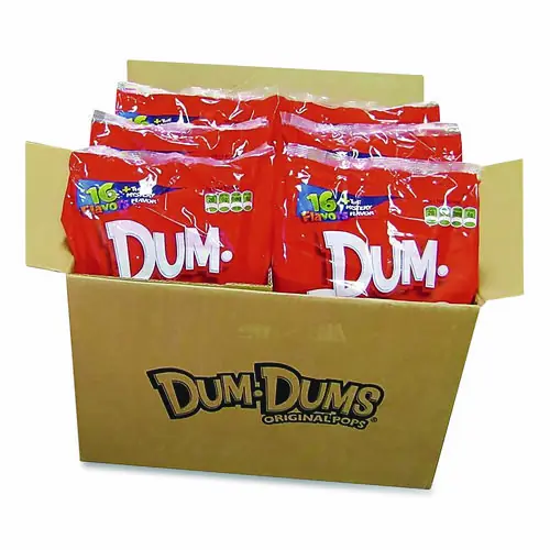 Spangler® Dum-Dum-Pops, Assorted Flavors, Individually Wrapped, 200 Pieces per Bag, 6 Bags per Carton