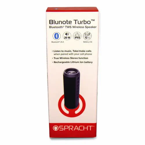 Spracht Blunote Turbo Wireless Speaker, Bluetooth, Black