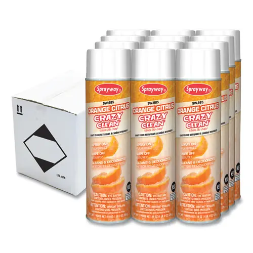 Sprayway® Orange Citrus Crazy Clean, Orange Scent, 19 oz Aerosol Spray, Dozen