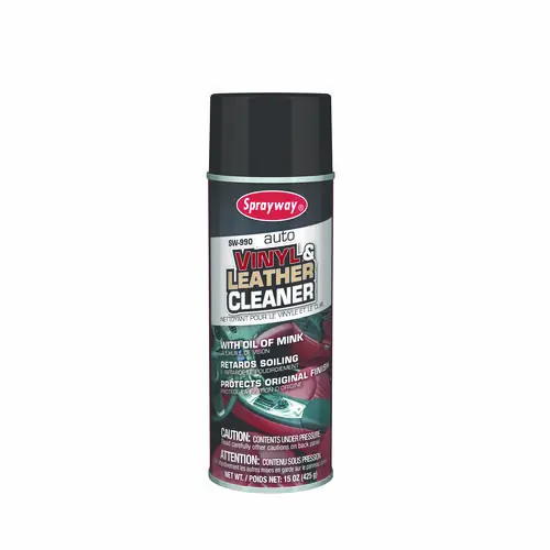 Sprayway® Vinyl and Leather Cleaner, Leather Scent, 15 oz Aerosol Spray, 12/Carton