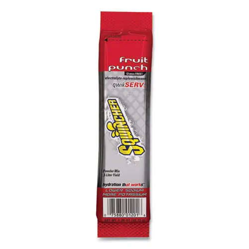 Sqwincher® Thirst Quencher QwikServ Electrolyte Replacement Drink Mix, Fruit Punch, 1.26 oz Packet, 8/Pack