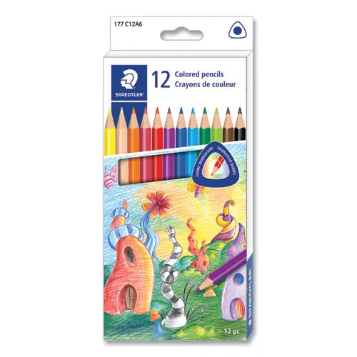 Staedtler® Colored Pencils, 12/Pack, 3 mm, Assorted Lead/Barrel Colors