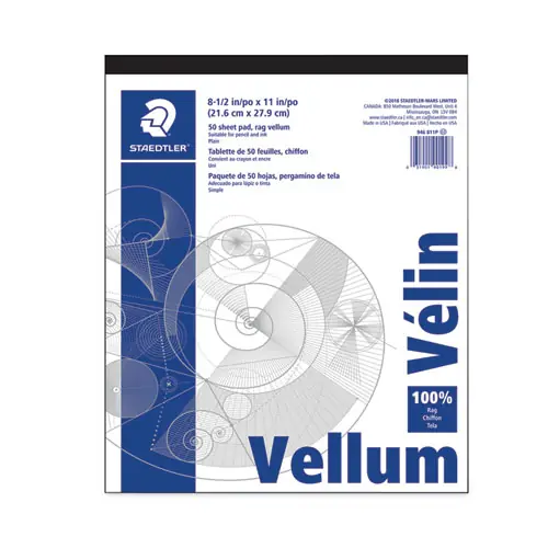 Staedtler® Mars Translucent Vellum Art and Drafting Paper, 50 Sheets, 8.5 x 11, 16 lb Bristol Weight