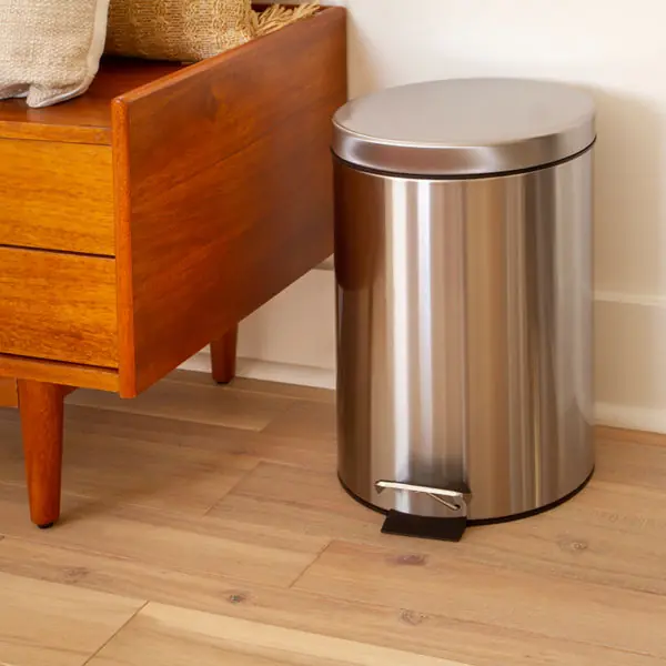 Stainless Steel Trash Can – Fingerprint Resistant, Soft Close, Step Lid – 3.2 Gallon