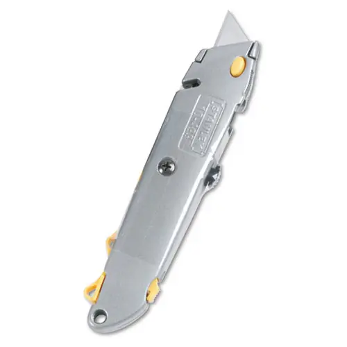 Stanley® Quick-Change Utility Knife with Twine Cutter and (3) Retractable Blades, 6" Metal Handle, Gray, 6/Box